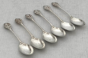 Cased Set of Six Silver Plated Art Nouveau Teaspoons.