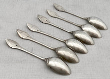 Cased Set of Six Silver Plated Art Nouveau Teaspoons.