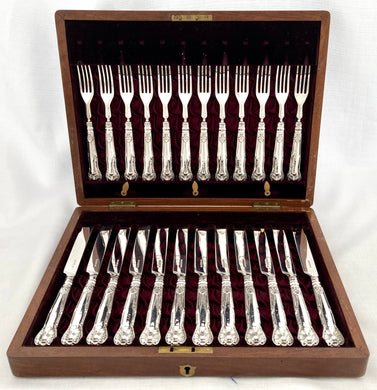 William IV King's Husk Pattern Silver Dessert Knives & Forks for Twelve. Sheffield 1834 George Hardisty.