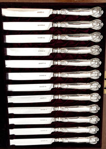 William IV King's Husk Pattern Silver Dessert Knives & Forks for Twelve. Sheffield 1834 George Hardisty.