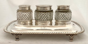 Georgian, George III, Crested Silver Inkstand. London 1816 J. E. Terrey & Co. 25 troy ounces.