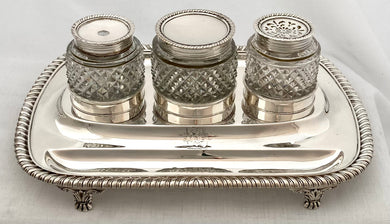 Georgian, George III, Crested Silver Inkstand. London 1816 J. E. Terrey & Co. 25 troy ounces.