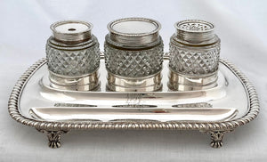 Georgian, George III, Crested Silver Inkstand. London 1816 J. E. Terrey & Co. 25 troy ounces.