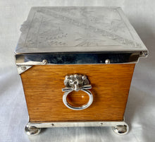 Victorian Aesthetic Movement Oak & Silver Plated Tea Caddy. Mappin & Webb circa 1870 - 1890.