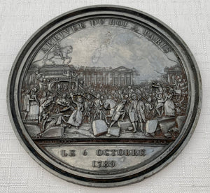 French Revolution Uniface Medallion "Arrivee Du Roi a Paris Le 6 Octobre 1789", Bertrand Andrieu.