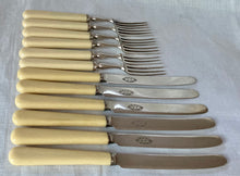 Oak Cased Dessert Knives & Forks for Six People. Cooper Brothers of Sheffield, circa 1900 - 1940.