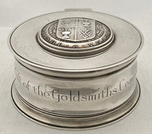 George V Circular Silver Box. London 1935 (Jubilee Hallmark) Garrard & Co. 12.8 troy ounces.