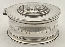 George V Circular Silver Box. London 1935 (Jubilee Hallmark) Garrard & Co. 12.8 troy ounces.