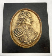 Lord Protector of The Commonwealth, a 19th Century Bronze Relief Portrait Plaque of Oliver Cromwell.