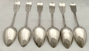 Georgian, George III, Six Silver Teaspoons. Newcastle 1795 or 1819, Thomas Watson. 2.4 troy ounces.