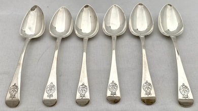 The Royal Miners Regiment, Six George III Silver Regimental Spoons. London 1811 Joseph Ash. 7.7 troy ounces.