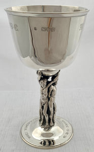 Victorian Silver Presentation Figural Goblet. London 1898 Pairpoint Brothers. 8.4 troy ounces.
