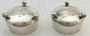 Victorian Pair of Dresser Style Silver Salts. London 1881 Edward Hutton. 2.4 troy ounces.