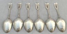William IV Six Silver Teaspoons. London 1833 William Theobalds. 3.9 troy ounces.