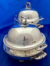 Georgian, George III, Silver Vegetable Tureens & Covers on Old Sheffield Plate Warming Stands. London 1793 Paul Storr.  65 troy ounces.