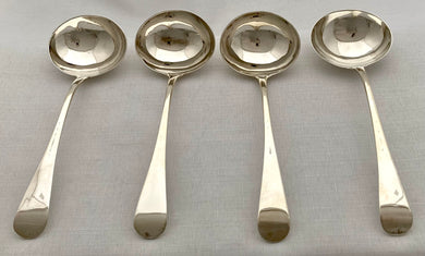 Georgian, George III, Four Silver Sauce Ladles. London 1802 William Sumner I. 5 troy ounces.