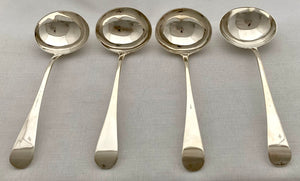 Georgian, George III, Set of Four Silver Sauce Ladles. London 1802 William Sumner I. 5 troy ounces.