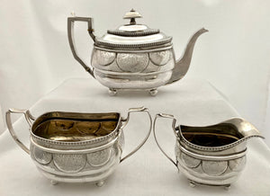 Georgian, George III, Silver Tea Set. London 1811 Duncan Urquhart & Napthali Hart. 32 troy ounces.