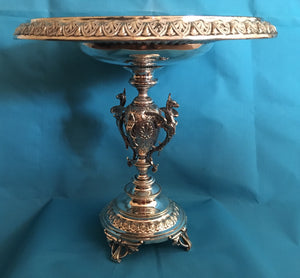 Late Victorian/Edwardian silver plated centrepiece, depicting winged beasts. Norblin & Co, Warsaw, Poland.