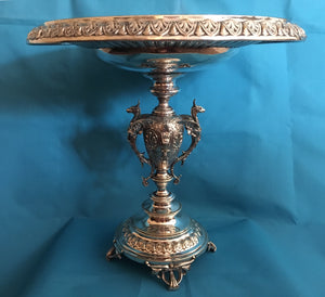 Late Victorian/Edwardian silver plated centrepiece, depicting winged beasts. Norblin & Co, Warsaw, Poland.