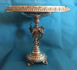 Late Victorian/Edwardian silver plated centrepiece, depicting winged beasts. Norblin & Co, Warsaw, Poland.