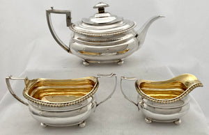 Georgian, George III, Silver Tea Set. London 1816 Rebecca Emes & Edward Barnard I. 37 troy ounces.