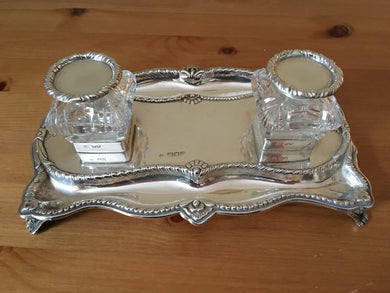 William Hutton & Sons, Victorian silver double inkstand, London 1900