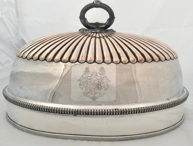 Georgian Old Sheffield Plate Meat Dome, Armorial for Lieutenant General Sir John James Hamilton, Honourable East India Company.