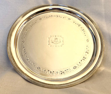 Late Victorian Silver Plated Salver with Crest for Sir George Newnes. Mappin Brothers, circa 1890.