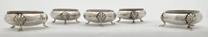 Late Victorian Set of Five Silver Plated Salts with Monogram of Alfred de Rothschild.