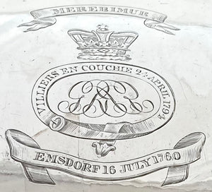 George IV Old Sheffield Plate Meat Dome, Insignia & Battle Honours for 15th The King's Light Dragoons.