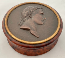 Napoleon Bonaparte Wooden Snuff Box Inset With A Bronze Medallion.