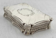 Victorian Silver Vinaigrette of Serpentine Form. Birmingham 1848 Nathaniel Mills.