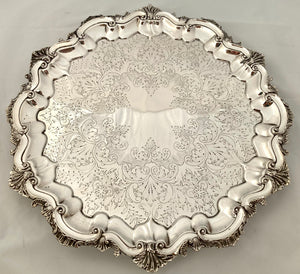 A Large Late Victorian Silver Plated Salver. Barkers Brothers.