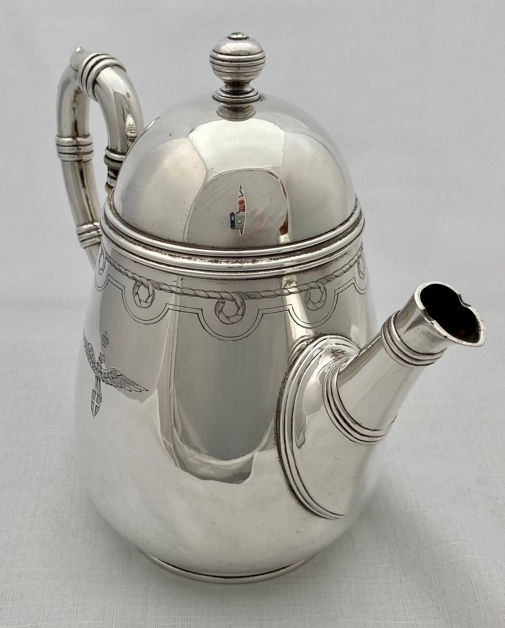 World War II Italian Army Officers Mess Silver Plated Coffee Pot