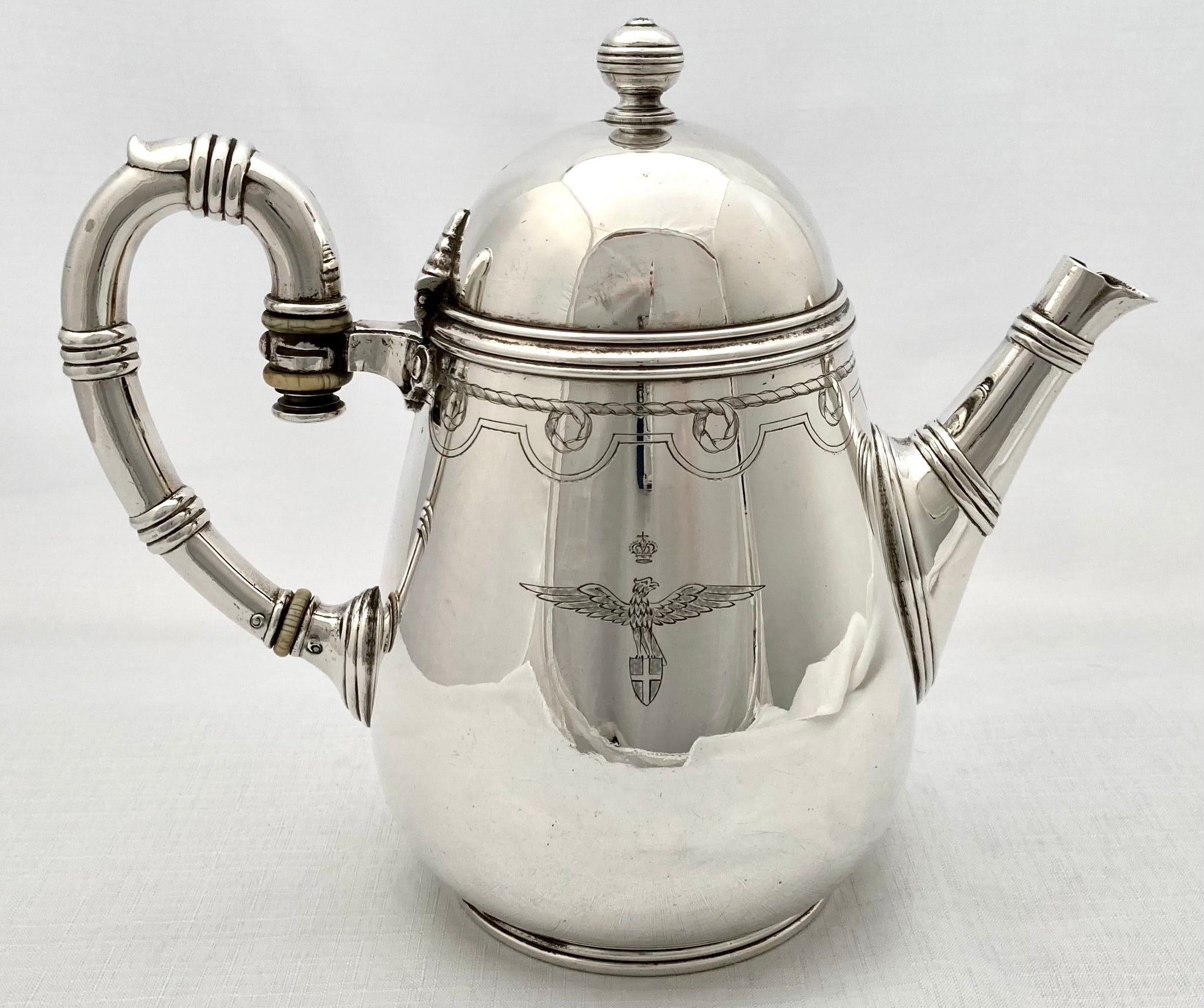 World War II Italian Army Officers Mess Silver Plated Coffee Pot