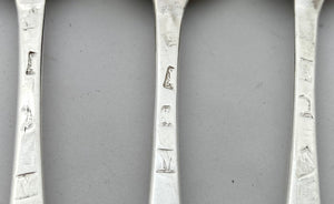 Georgian, George I, Six Silver Rat Tail Tablespoons. London 1727 Edward Hall. 10 troy ounces.
