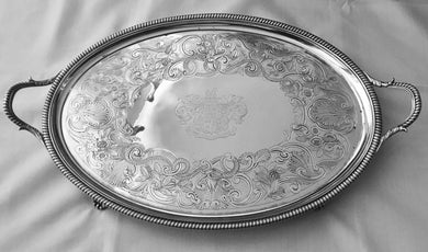 Georgian, George III, silver armorial tray. London 1807 Thomas Hannam & John Crouch II.  100 troy ounces.