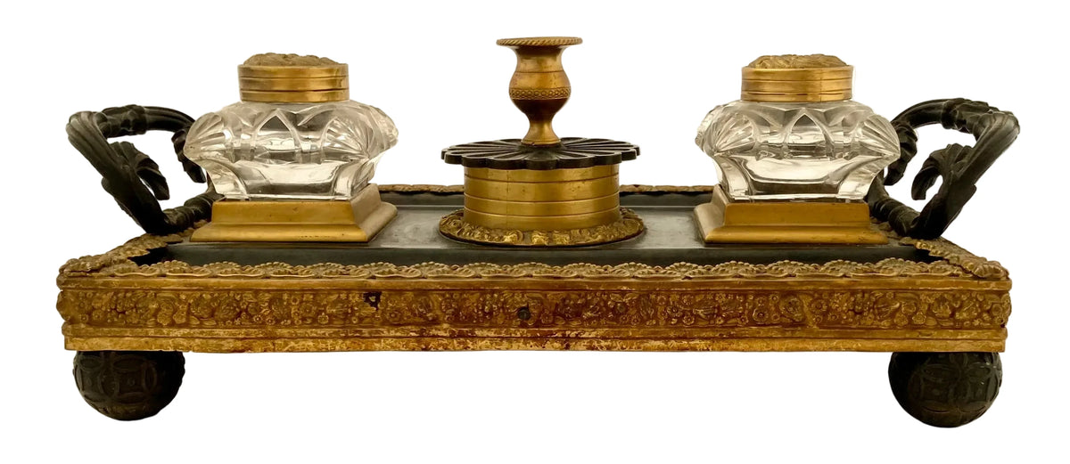George IV Patinated Bronze & Ormolu Inkstand. – Bassetlaw Silver & Antiques