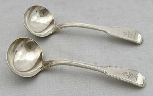 George IV Pair of Double Struck Thread Pattern Silver Sauce Ladles. London 1827 Josiah Piercy I. 4.9 troy ounces.
