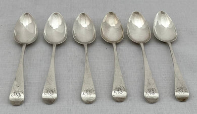 Georgian, George III, Six Silver Teaspoons. London 1797 Richard Crossley. 3.5 troy ounces.