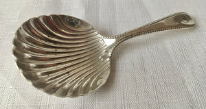 Georgian, George III, silver bead & shell pattern caddy spoon. Sheffield 1789 Richard Morton & Co.