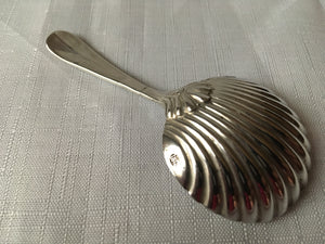 Georgian, George III, silver bead & shell pattern caddy spoon. Sheffield 1789 Richard Morton & Co.
