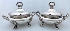 Georgian, George IV, Pair of Old Sheffield Plate Sauce Tureens & Covers, circa 1820 - 1830.