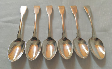 William IV set of six silver fiddle pattern teaspoons. London 1836 Mary Chawner. 3.3 troy ounces.