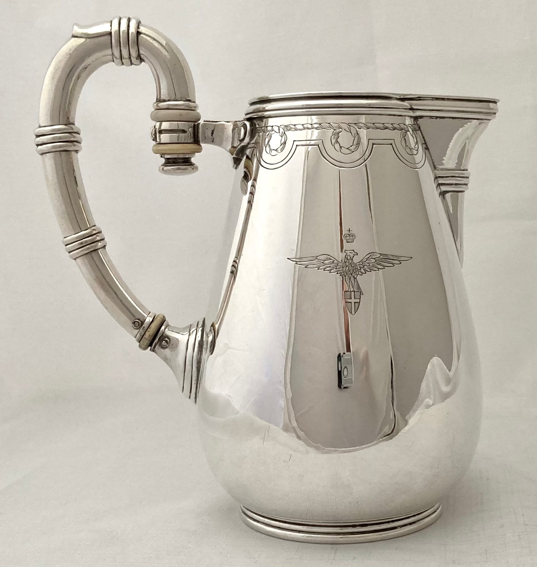 World War II Italian Army Officers Mess Silver Plated Water Jug