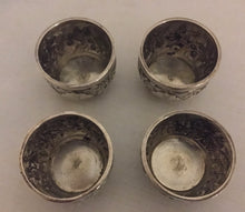 Victorian, cased set of Scottish silver salts with blue glass liners. Edinburgh 1885 Hamilton & Inches.