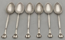 A George V Set of Six Silver Plated Teaspoons in the Arts & Crafts Manner, circa 1928.