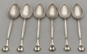 A George V Set of Six Silver Plated Teaspoons in the Arts & Crafts Manner, circa 1928.