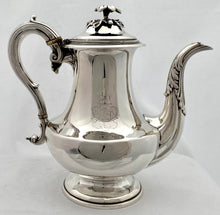 William IV Silver Coffee Pot. Arms of Ridley & Johnson. Sheffield 1835 Hawksworth & Eyre. 23.9 troy ounces.